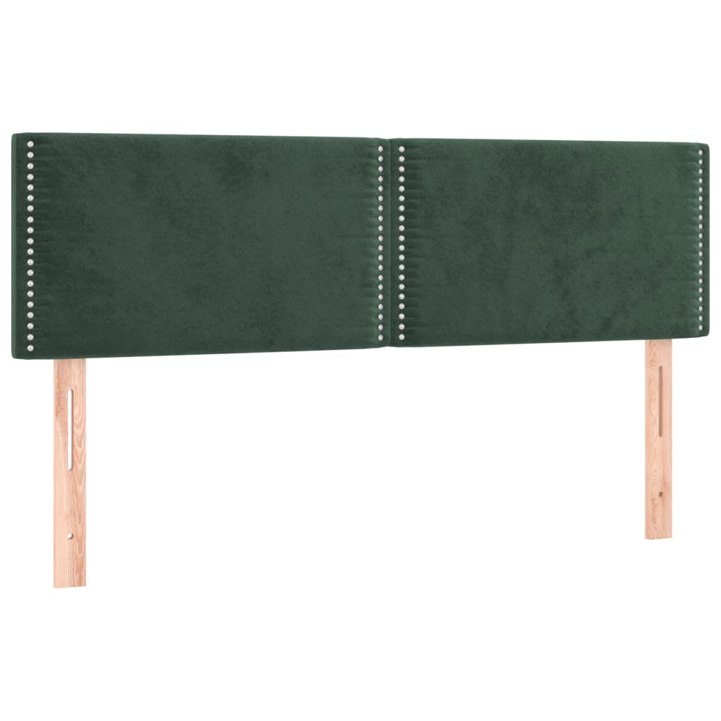 Headboards 2 units dark green velvet 72x5x78/88 cm