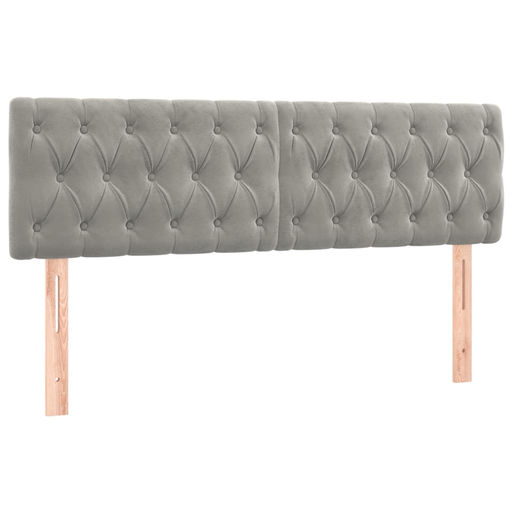 Headboards 2 units light grey velvet 72x7x78/88 cm