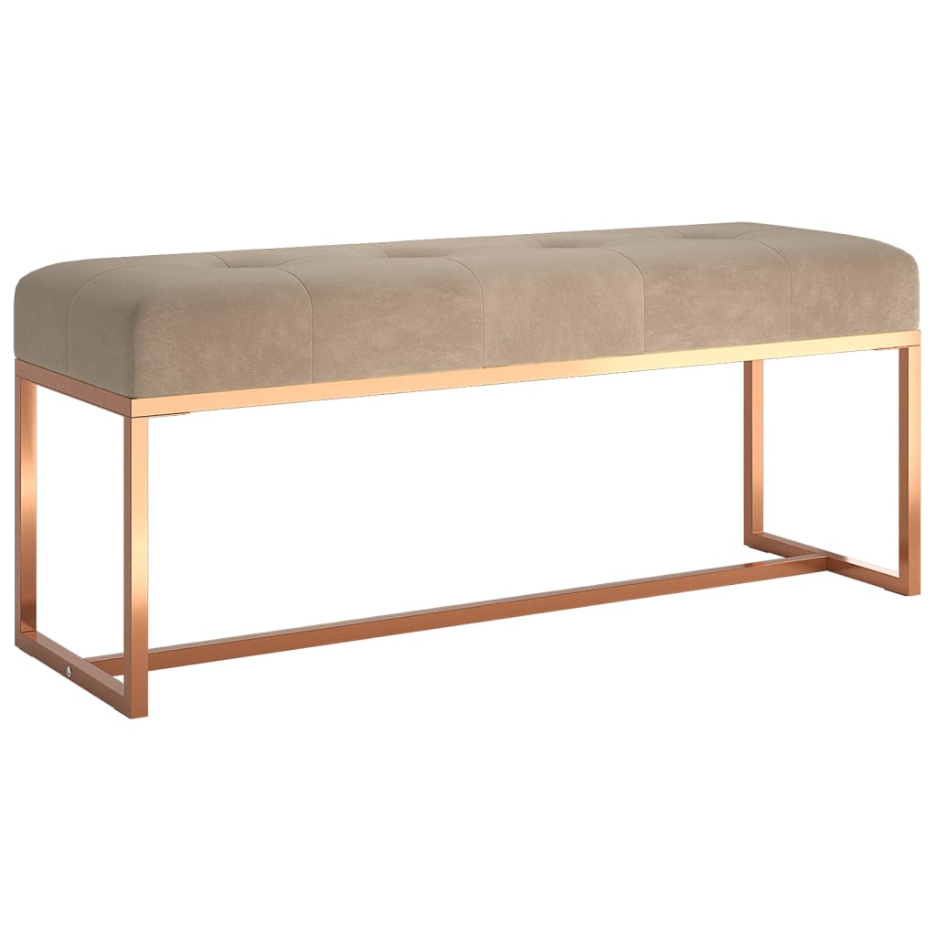 Beige velvet bench 110x36x45 cm