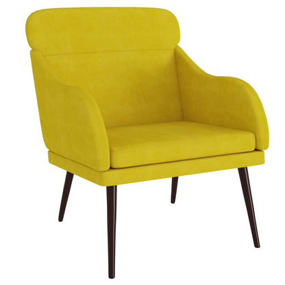 Sillón de terciopelo amarillo 63x76x80 cm