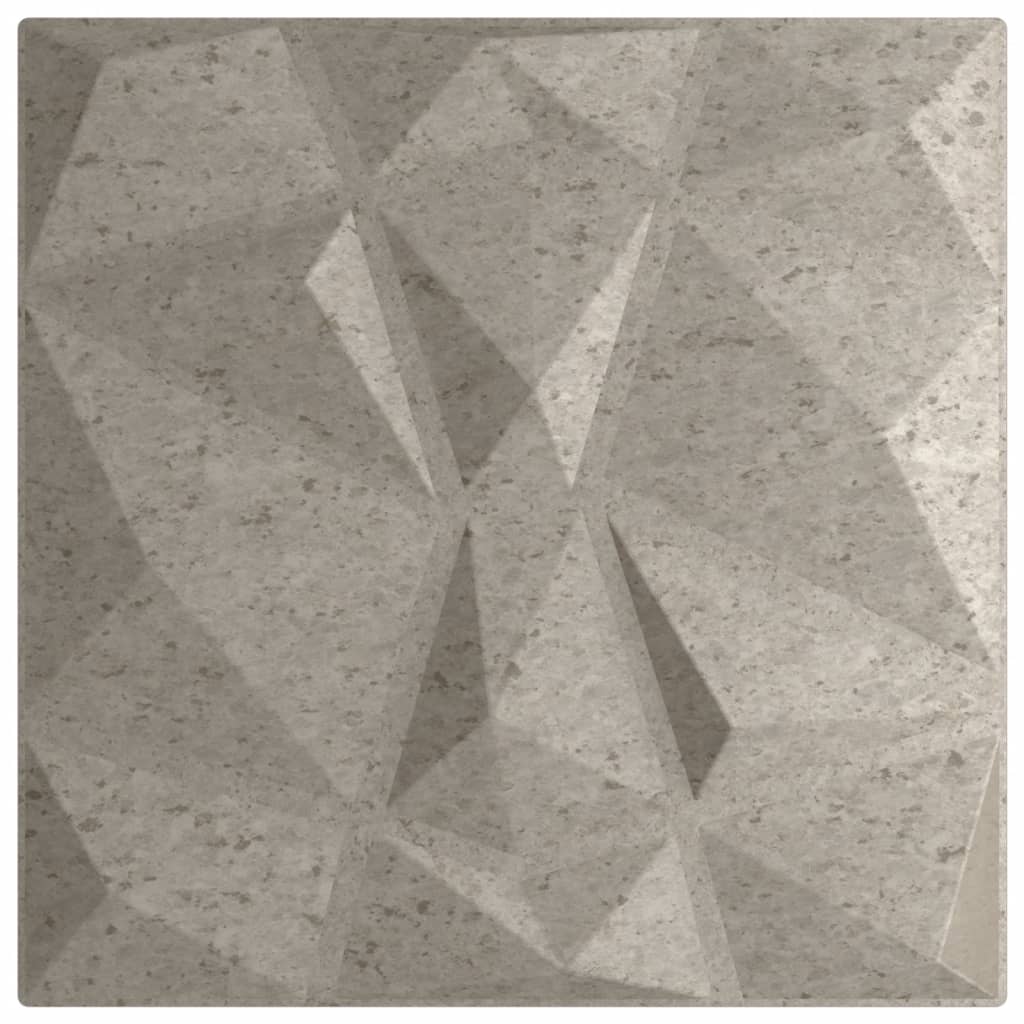 Wall panels 48 units XPS diamond concrete grey 50x50cm 12 m²