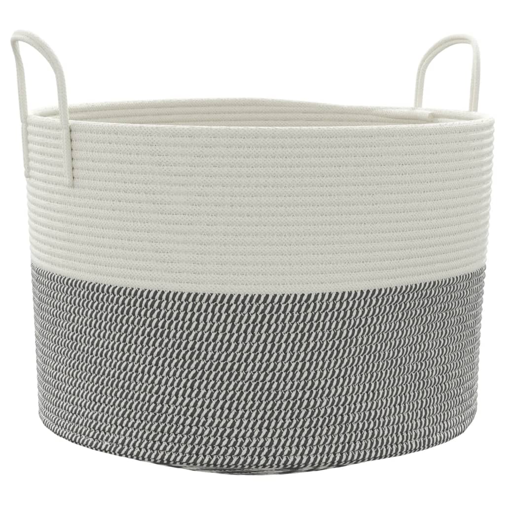 vidaXL Cesta de almacenaje algodón gris y blanco Ø51x33 cm