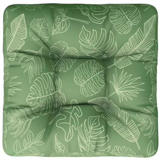 Cushion for pallets, leaf print fabric, 60x60x12 cm