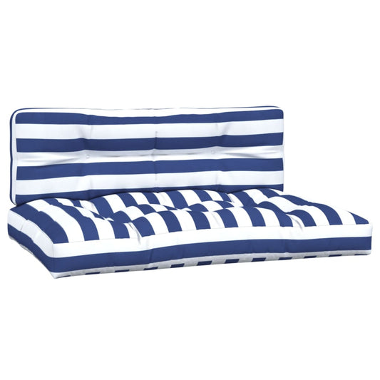 Pallet sofa cushions 2 pieces blue and white striped fabric