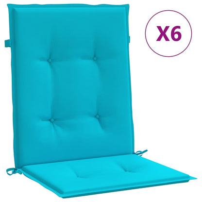 Low back chair cushions 6 pcs turquoise fabric