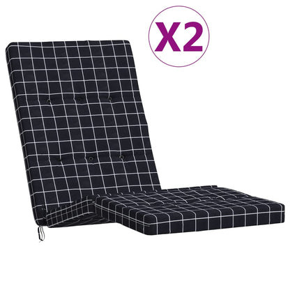 Lounger Cushions 2 Pcs Black Checkered Oxford Fabric