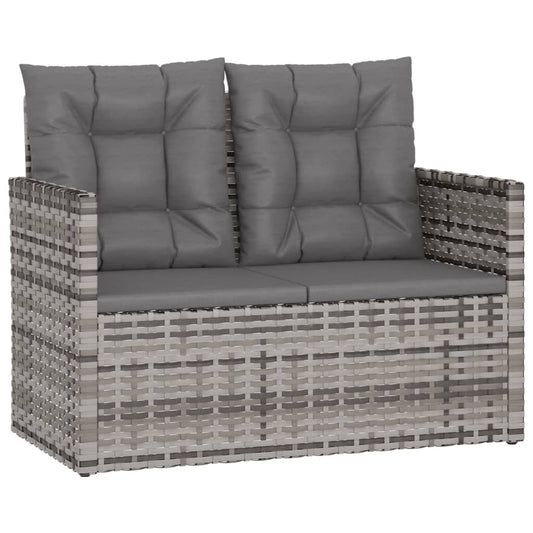 Garden bench with cushions synthetic rattan grey 105 cm