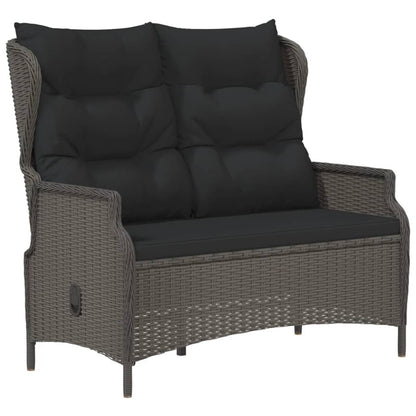 2 Seater Garden Bench with Cushions Black Poly Rattan