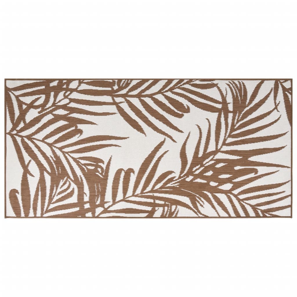 Brown and white reversible outdoor rug 100x200 cm