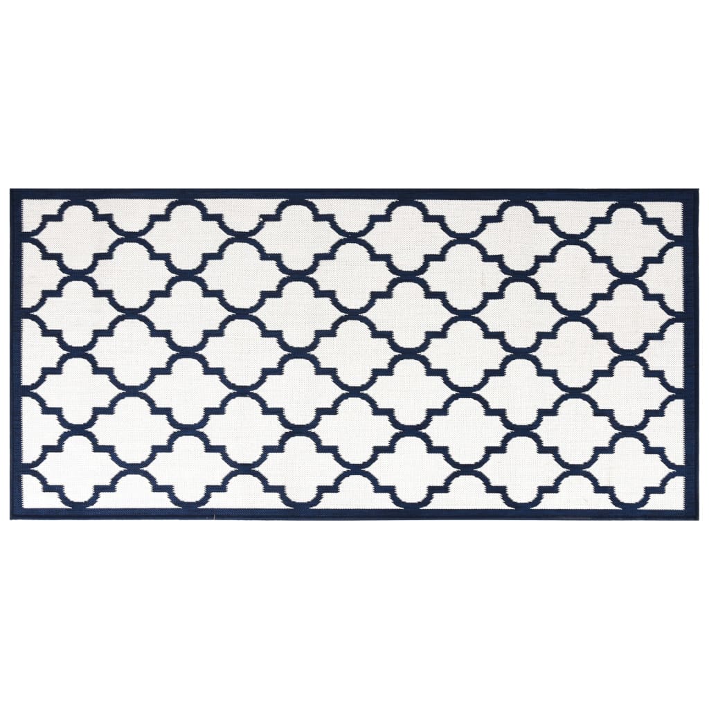 Navy blue and white reversible outdoor rug 80x150 cm