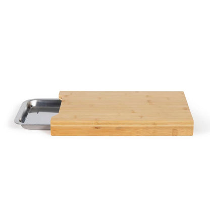 Livoo Chopping Board with Storage Drawer Beige Wood