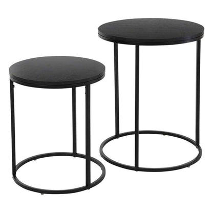 H&amp;S Collection Side tables 2 pcs black wood top