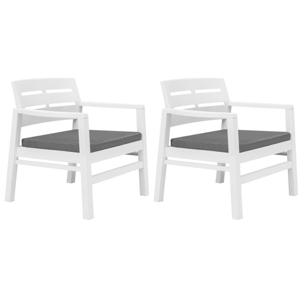 3-piece garden furniture set white plastic