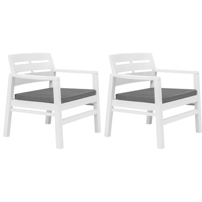 3-piece garden furniture set white plastic