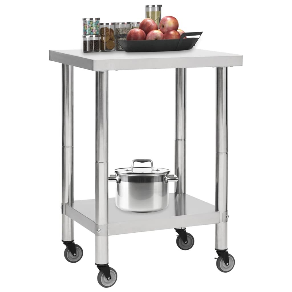 Mesa de trabajo para cocina con ruedas acero inox varias medidas