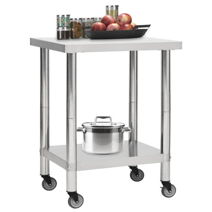 Mesa de trabajo para cocina con ruedas acero inox varias medidas