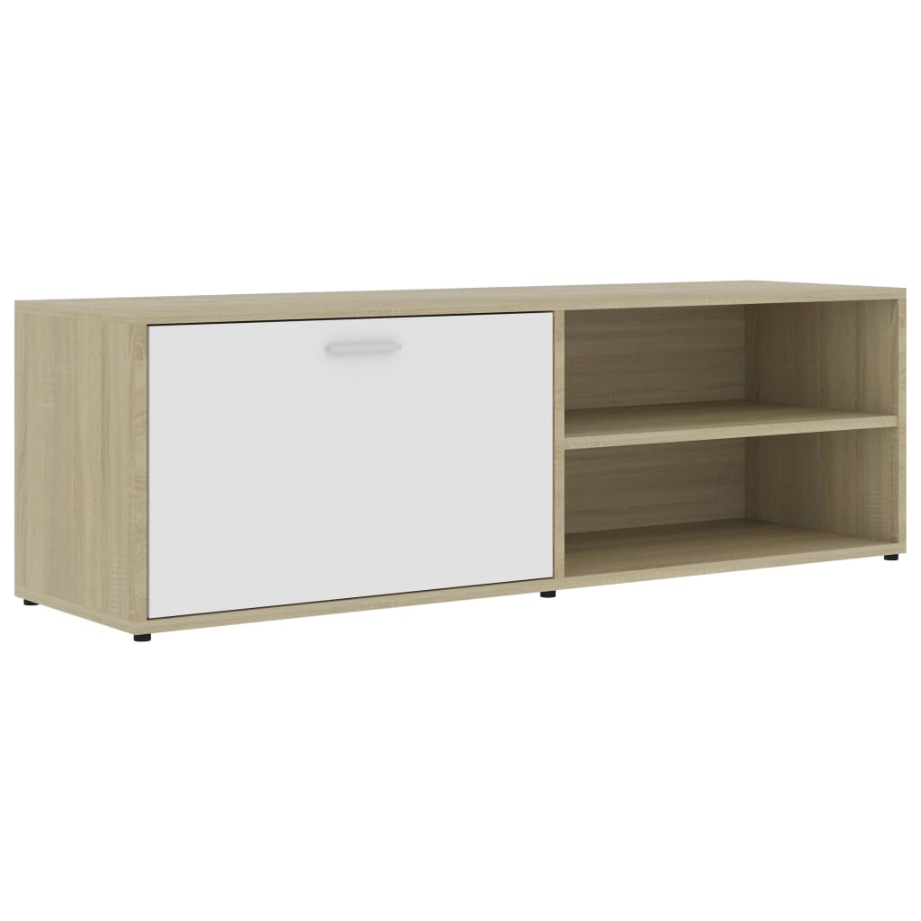 Mueble de TV madera contrachapada blanco y roble 120x34x37 cm