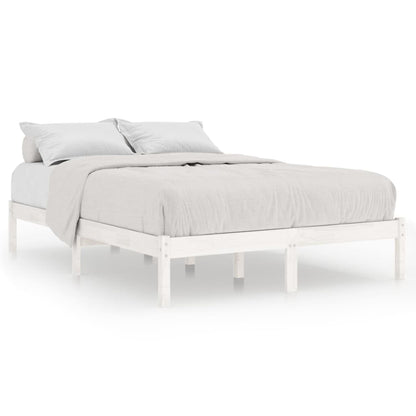 vidaXL Estructura de cama doble pequeña madera maciza blanca