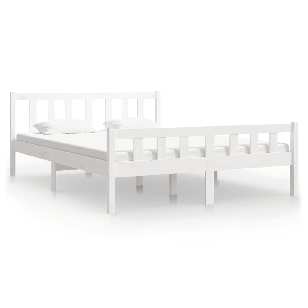 Estructura de cama madera maciza blanca 135x190 cm