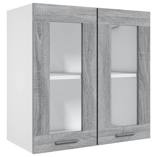 Hanging cabinet glass and engineered wood 60x31x60 cm 