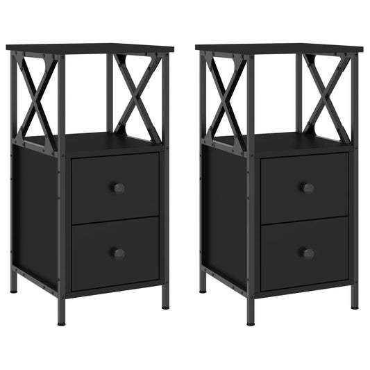 Bedside tables 2 pcs engineered wood black 34x35.5x70 cm