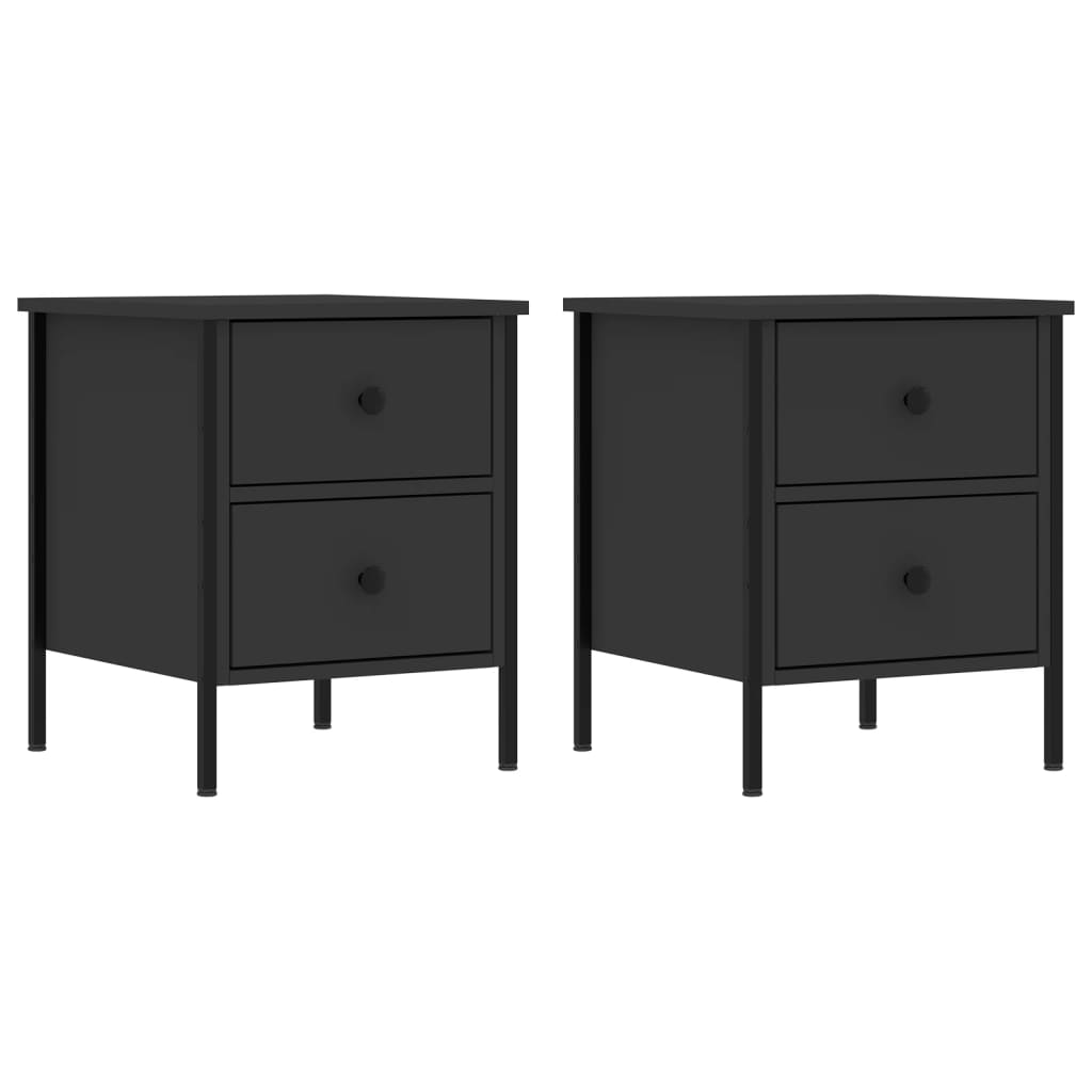 Bedside tables 2 pcs engineered wood black 40x42x50 cm