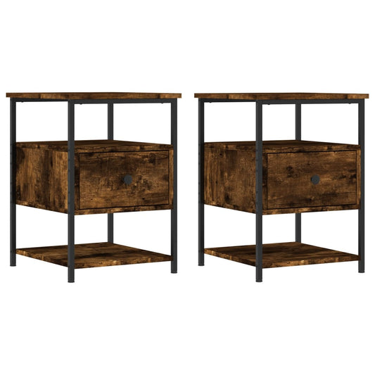 Bedside tables 2 pcs smoked oak engineered wood 40x42x56 cm