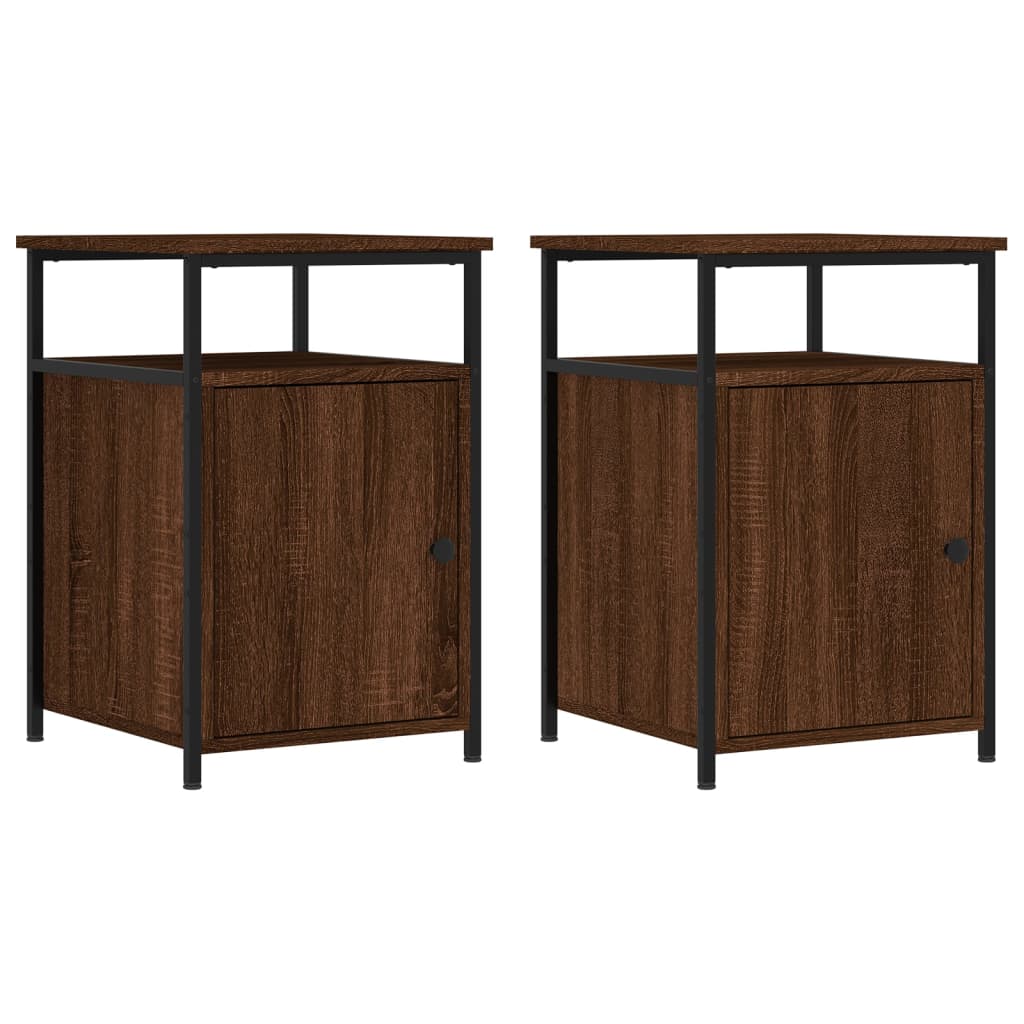 Bedside tables 2 pcs brown oak plywood 40x42x60 cm