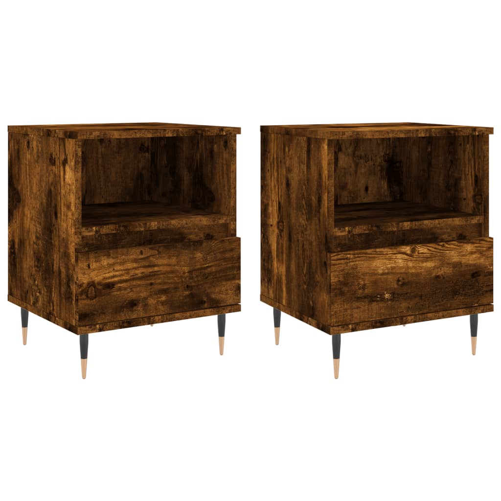 Bedside tables 2 pcs smoked oak engineered wood 40x35x50 cm