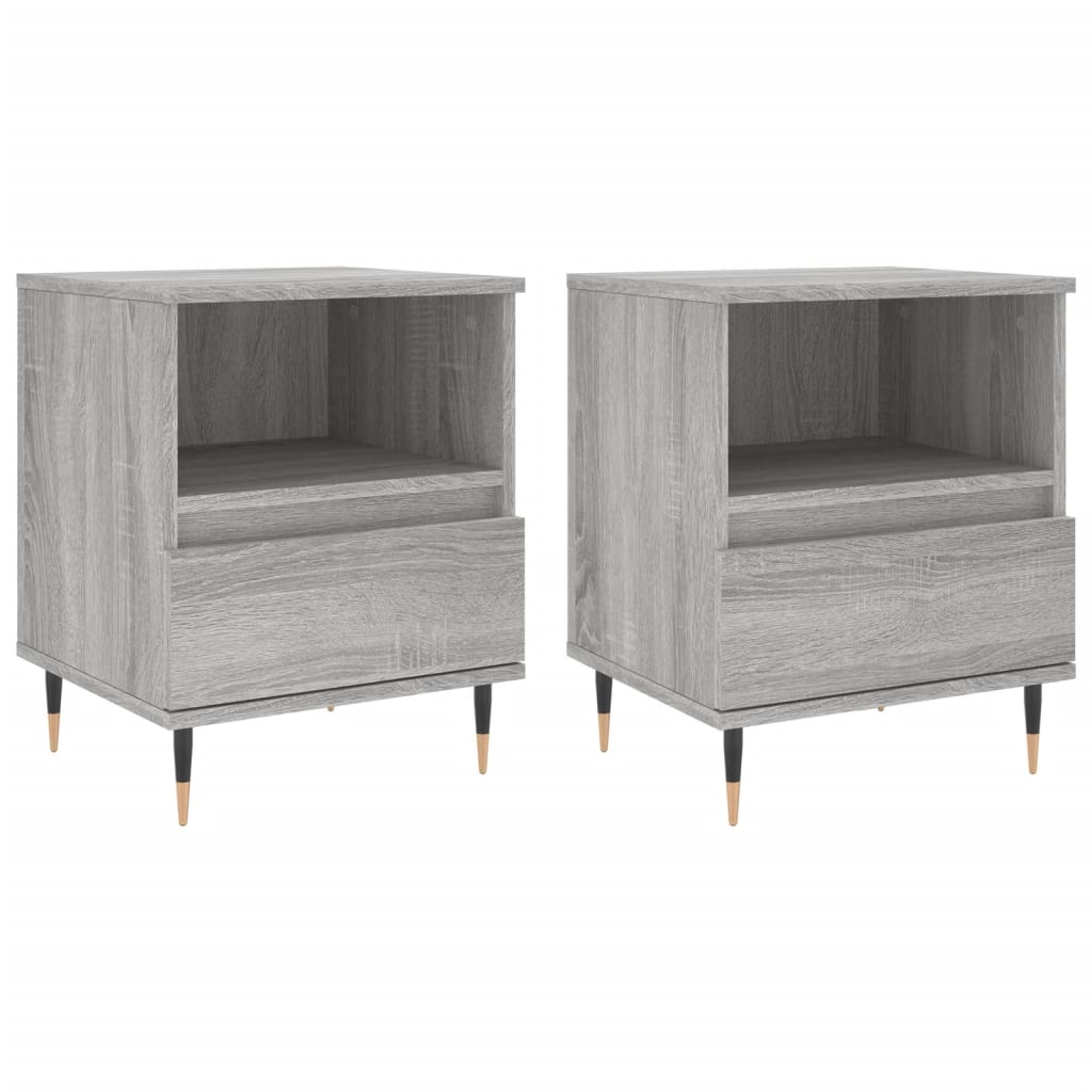 Bedside table 2 pcs engineered wood Sonoma grey 40x35x50 cm