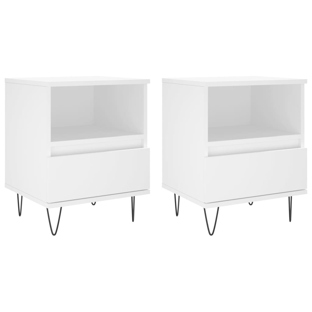 Bedside table white plywood 40x35x50 cm