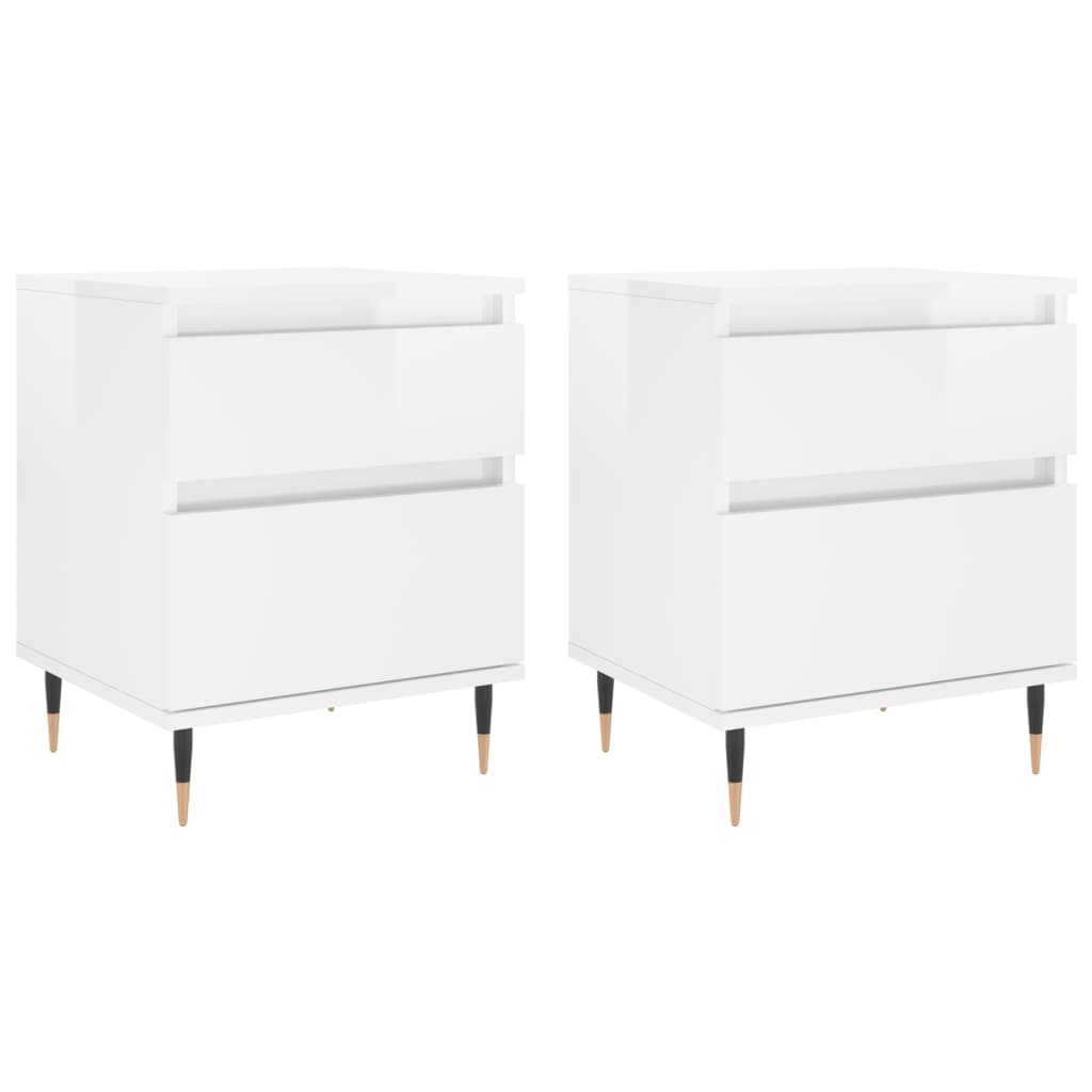 Bedside tables 2 pcs engineered wood gloss white 40x35x50 cm