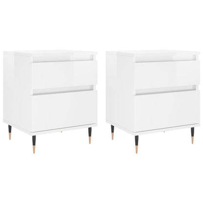 Bedside tables 2 pcs engineered wood gloss white 40x35x50 cm