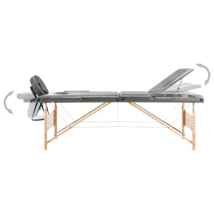 3-zone massage table with anthracite wood frame 186x68 cm