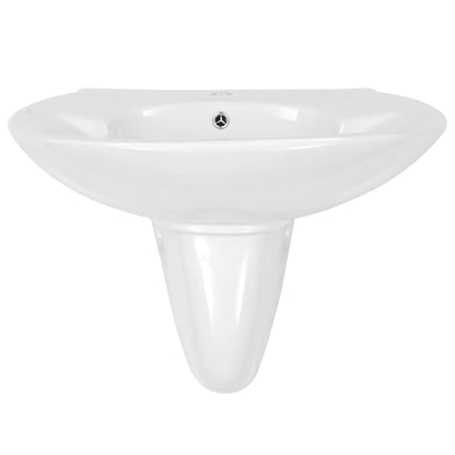 vidaXL Lavabo de pared de cerámica blanco 690x520x210 mm