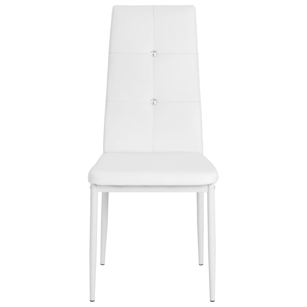 Dining room chairs 4 units white synthetic leather