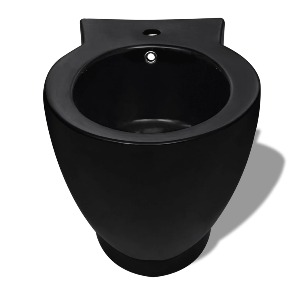 Black ceramic toilet and bidet