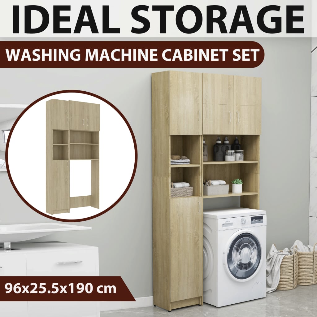 Sonoma Oak Engineered Wood Washing Machine Cabinet