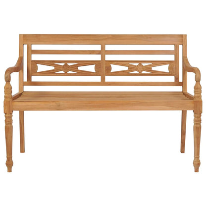 Batavia solid teak bench with beige cushion 120 cm