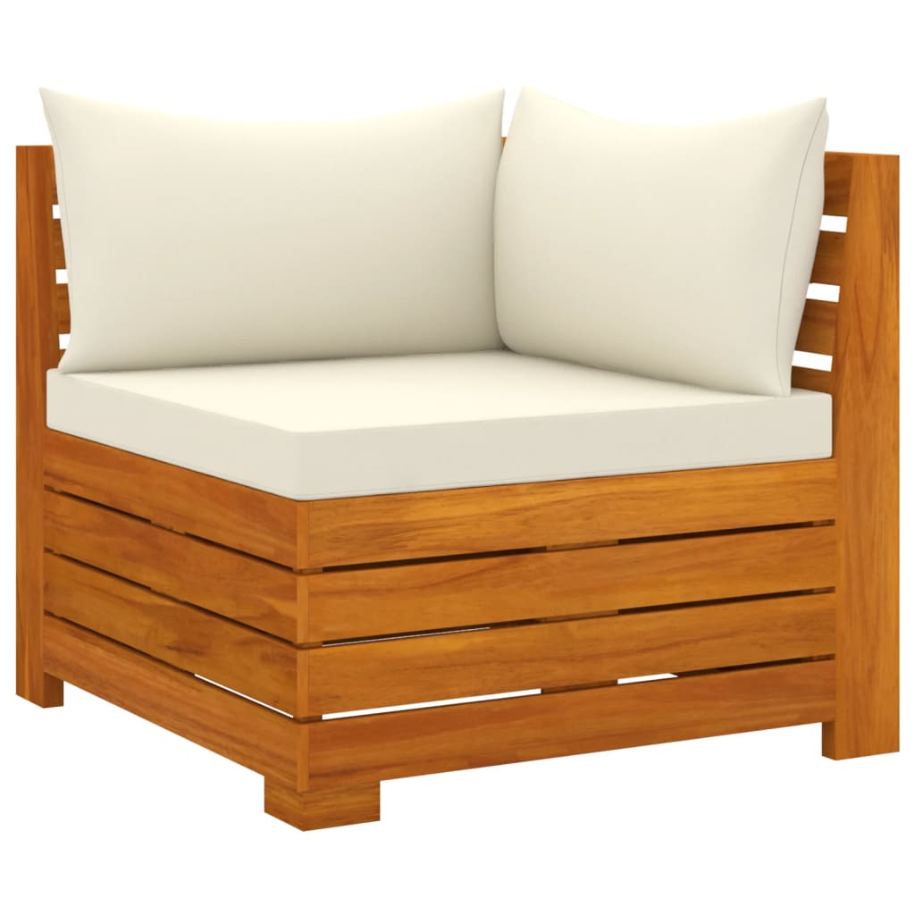 6-piece garden furniture with cushions made of solid acacia wood