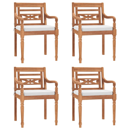 5-piece garden dining set with white teak wood cushions