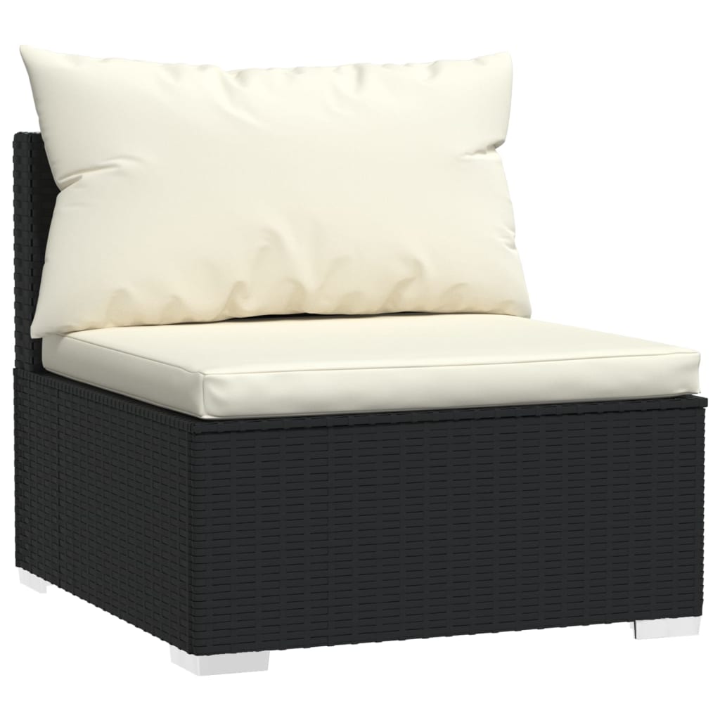 3-seater sofa with cushions in black synthetic rattan