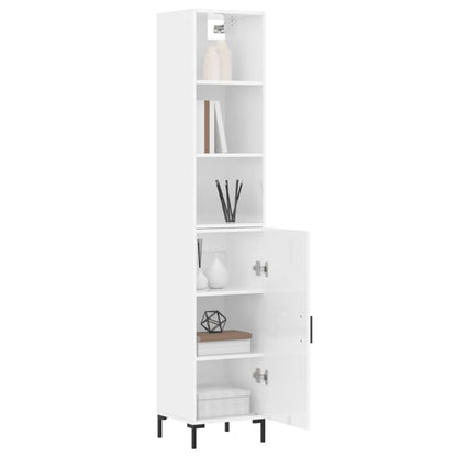 High sideboard white gloss plywood 34.5x34x180 cm