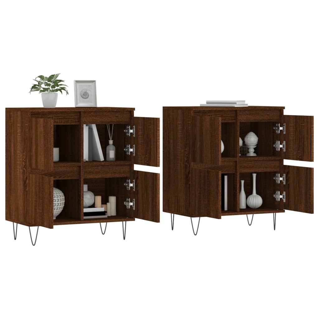 Sideboards 2 pcs oak brown plywood