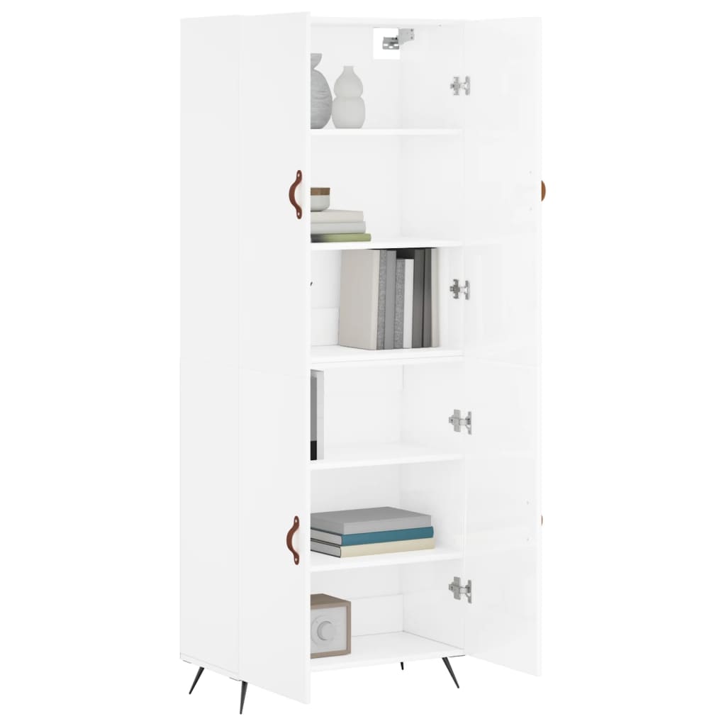 High sideboard white gloss plywood 69.5x34x180 cm