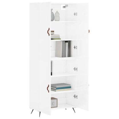 High sideboard white gloss plywood 69.5x34x180 cm