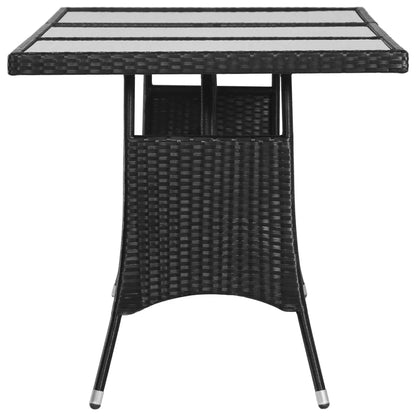 Black synthetic rattan garden table 170x80x74 cm