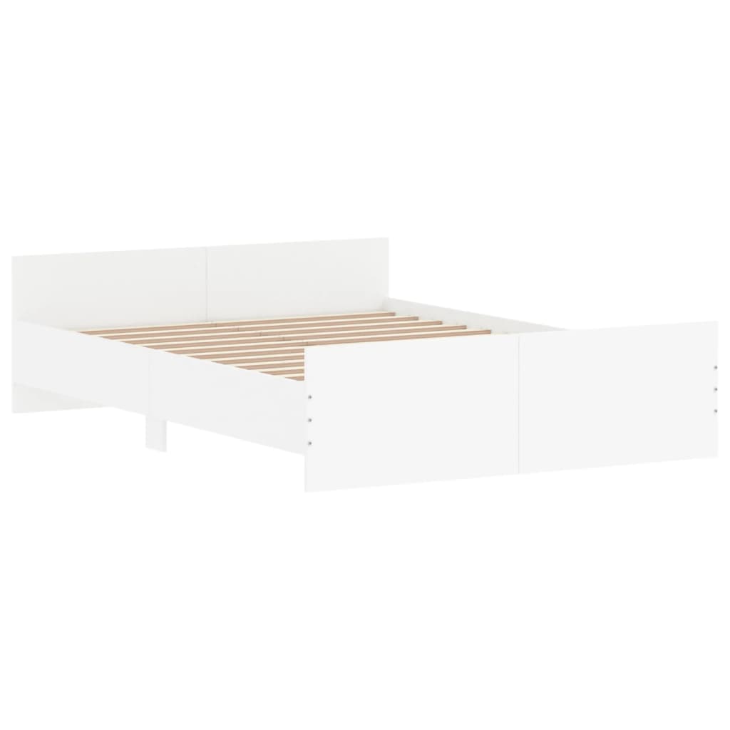 vidaXL Bed Frame with Headboard and Footboard White 135x190 cm 