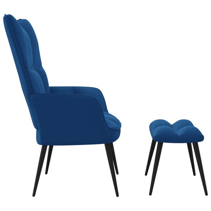 Sillón relajante con reposapiés terciopelo azul