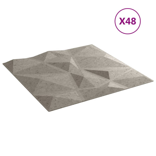 Wall panels 48 units XPS diamond concrete grey 50x50cm 12 m²